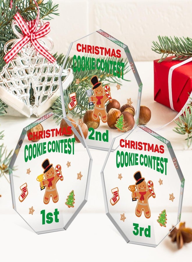 JAPBOR Christmas Cookie Contest Trophy - 3pcs Acrylic 1st 2nd 3rd Gingerbread Man Trophies Awards, Xmas Holiday Decoration Place Medal Gift, Funny Contest Winner Competition Prizes Tabletop Signs - Image 5